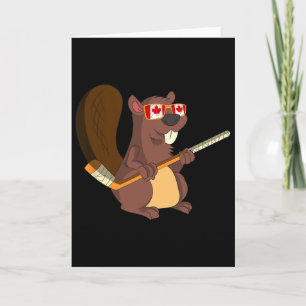 Canadian Cute Animal Gift Beaver Maple Leaf Hockey Card