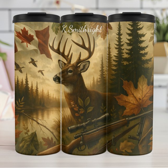 Canadian Deer Hunter Lakeside Autumn Thermal Tumbler (Creator Uploaded)