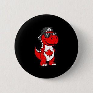 Canadian dinosaur trex maple leaf canada boy kids 6 cm round badge
