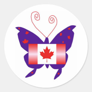 Canadian Diva Butterfly Classic Round Sticker