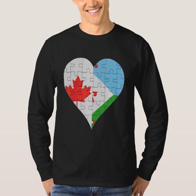 Canadian Djiboutian Flag Heart T-Shirt (Front)