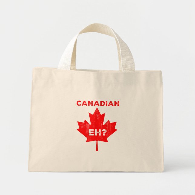 Canadian Eh? Maple Leaf Mini Tote Bag (Front)