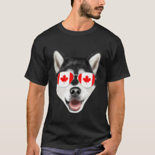 Canadian Flag Alaskan Malamute Dog Canada Pocket T-Shirt