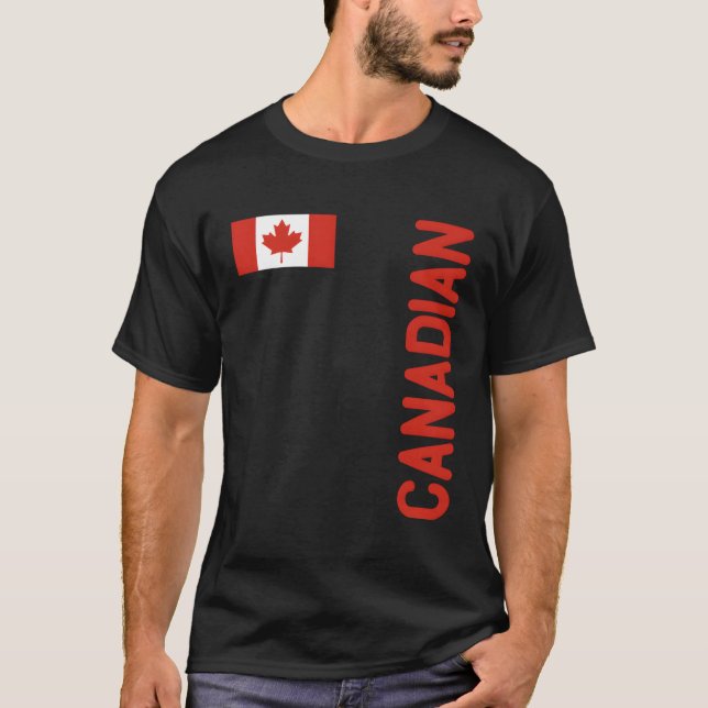 Canadian Flag And Canada Roots T-Shirt (Front)