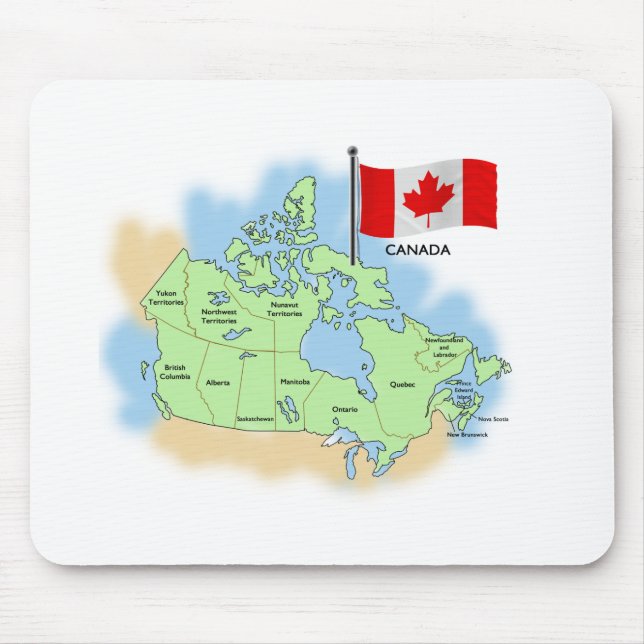 Canadian Flag and Map Mouse Pad (Front)
