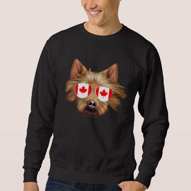 Canadian Flag Australian Terrier Dog Canada Pocket Sweatshirt (Front)