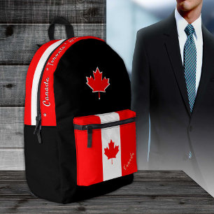 Canadian Flag backpack, Canada, patriot black Printed Backpack