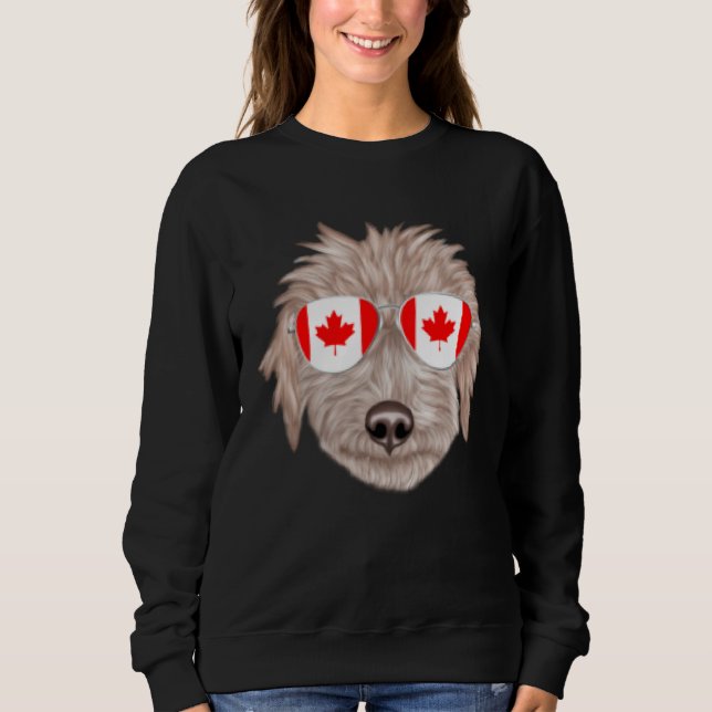 Canadian Flag Bedlington Terrier Dog Canada Pocket Sweatshirt (Front)