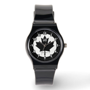 Canadian Flag Black Maple Leaf on a Watch