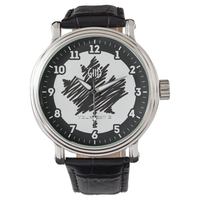 Canadian Flag Black Maple Leaf Personalize It on a Watch (Front)