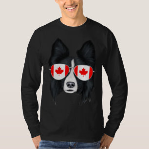 Canadian Flag Border Collie Dog Canada Pocket T-Shirt