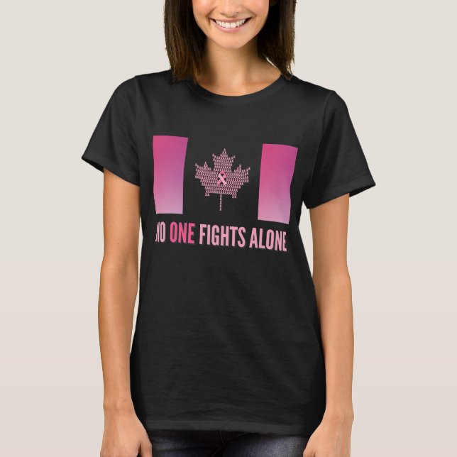 Canadian Flag Breast Cancer Awareness  T-Shirt (Front)