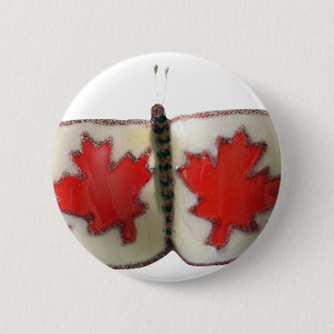 Canadian Flag Butterfly Design 6 Cm Round Badge