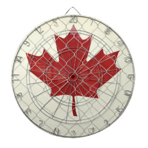 Canadian Flag. Chain Link Fence. Rustic. Cool. Dartboard
