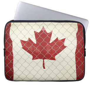 Canadian Flag. Chain Link Fence. Rustic. Cool. Laptop Sleeve