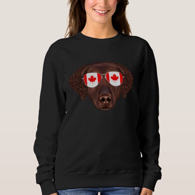 Canadian Flag Curly Coated Retriever Dog Canada Po Sweatshirt (Front)