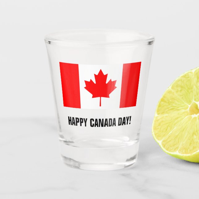 Canadian flag custom Canada Day drinking party Shot Glass (Front)