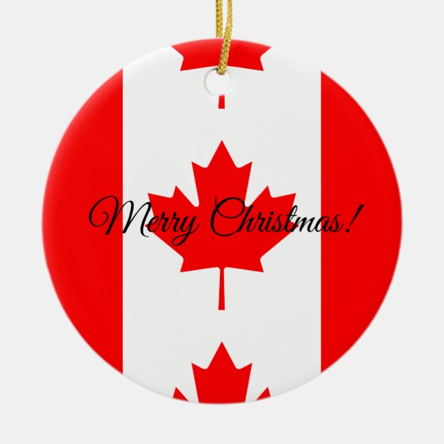 Canadian flag custom Christmas tree ornament (Front)
