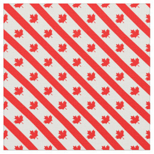 Canadian Flag Diagonal Red White Maple Leaf Fabric