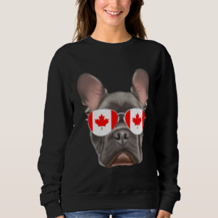 Canadian Flag French Bulldog Dog Canada Pocket Sweatshirt