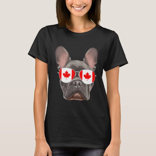 Canadian Flag French Bulldog Dog Canada Pocket T-Shirt (Front)