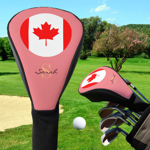 Canadian Flag & Girls Monogrammed Golf Clubs Head Cover