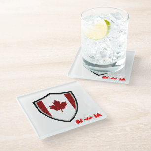 Canadian flag glass coaster