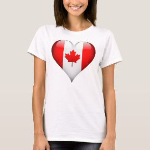 Canadian Flag Glass Heart T-Shirt