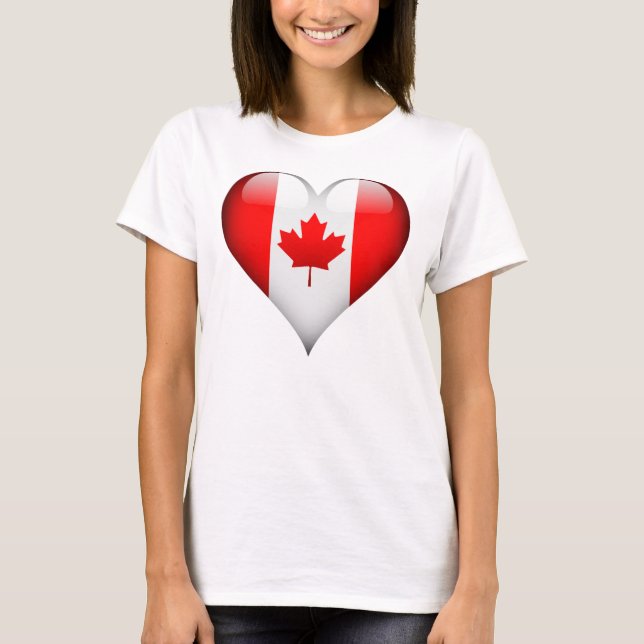 Canadian Flag Glass Heart T-Shirt (Front)