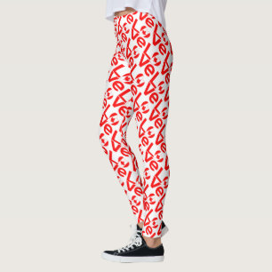 Canadian Flag Heart Red LOVE Tiled Leggings