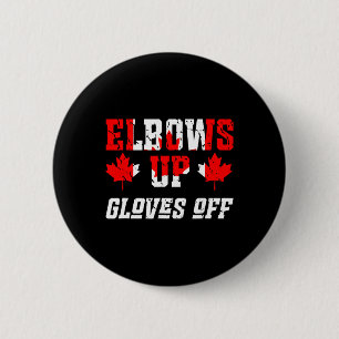 Canadian Flag Hockey Fight Elbows Up Gloves Off Ca 6 Cm Round Badge