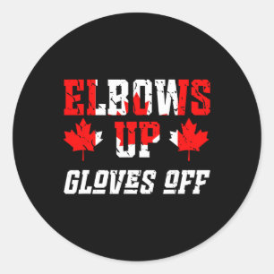Canadian Flag Hockey Fight Elbows Up Gloves Off Ca Classic Round Sticker