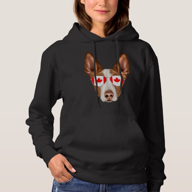 Canadian Flag Ibizan Hound Dog Canada Pocket Hoodie (Front)