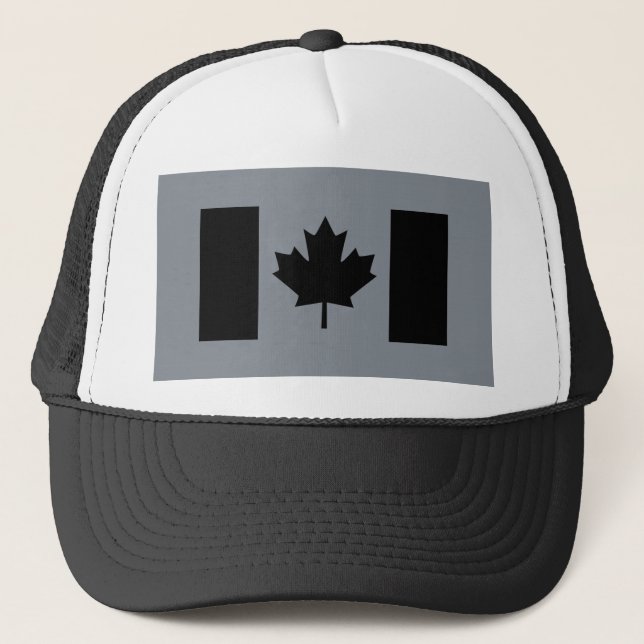 Canadian Flag in Black Design Trucker Hat (Front)