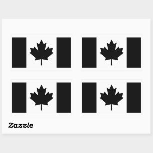 Canadian Flag in Black Graphic Art Rectangular Sticker