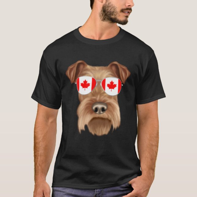 Canadian Flag Irish Terrier Dog Canada Pocket T-Shirt (Front)