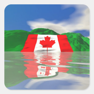 Canadian Flag Land Square Sticker