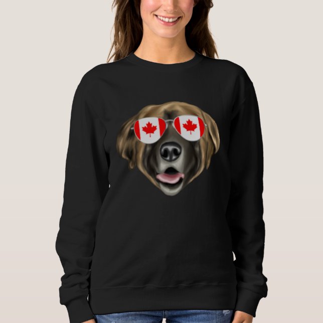 Canadian Flag Leonberger Dog Canada Pocket Sweatshirt (Front)