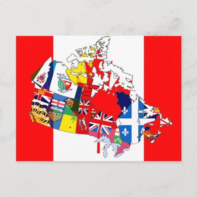 Canadian Flag Map Postcard (Front)