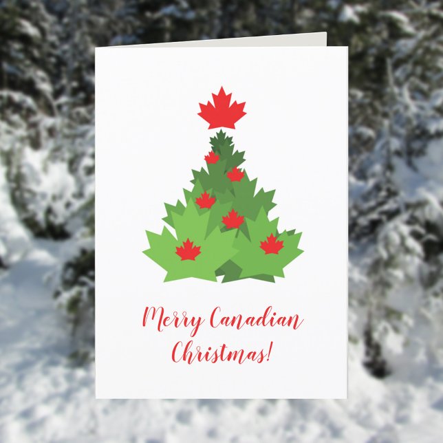Canadian Flag Merry Christmas Tree Holiday Card (Creator Uploaded)