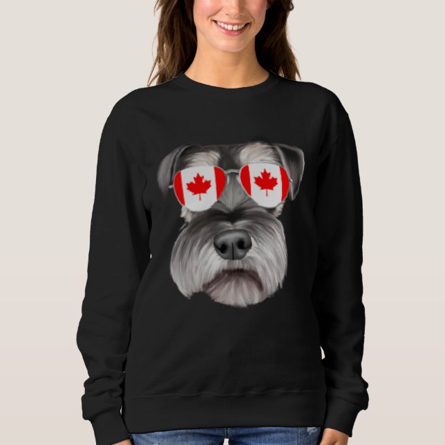 Canadian Flag Miniature Schnauzer Dog Canada Pocke Sweatshirt (Front)