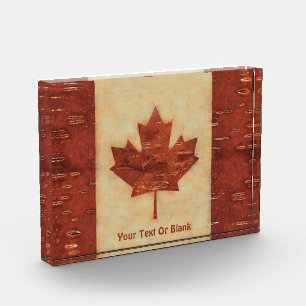 Canadian Flag On Inner Birch Bark Photo Block