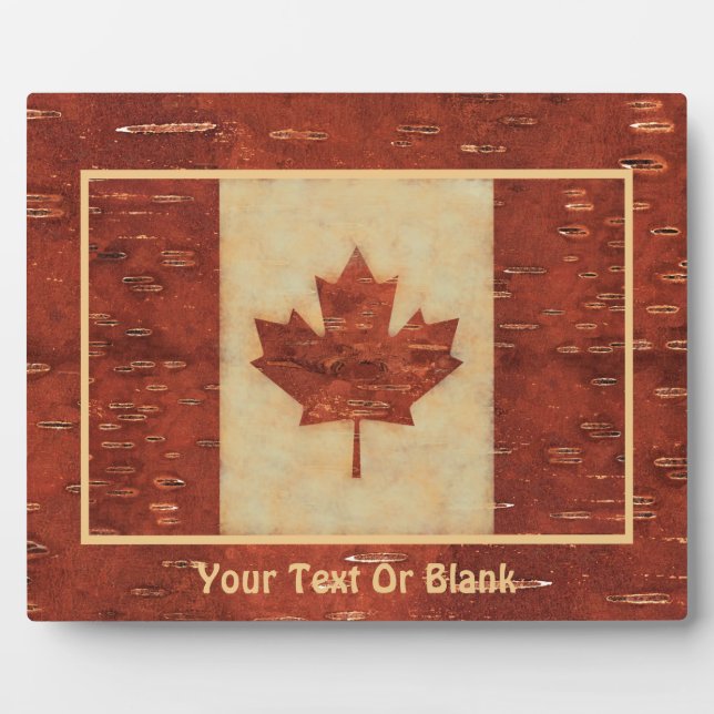 Canadian Flag On Inner Birch Bark Plaque (Front)