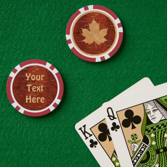 Canadian Flag On Inner Birch Bark  Poker Chips (Poker Table (Double))
