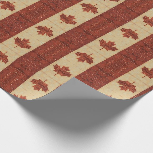 Canadian Flag On Inner Birch Bark Wrapping Paper (Corner)