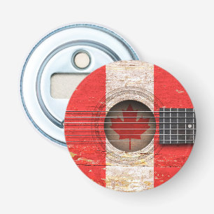 Canadian Flag on Old Acoustic Guitar Bottle Opener