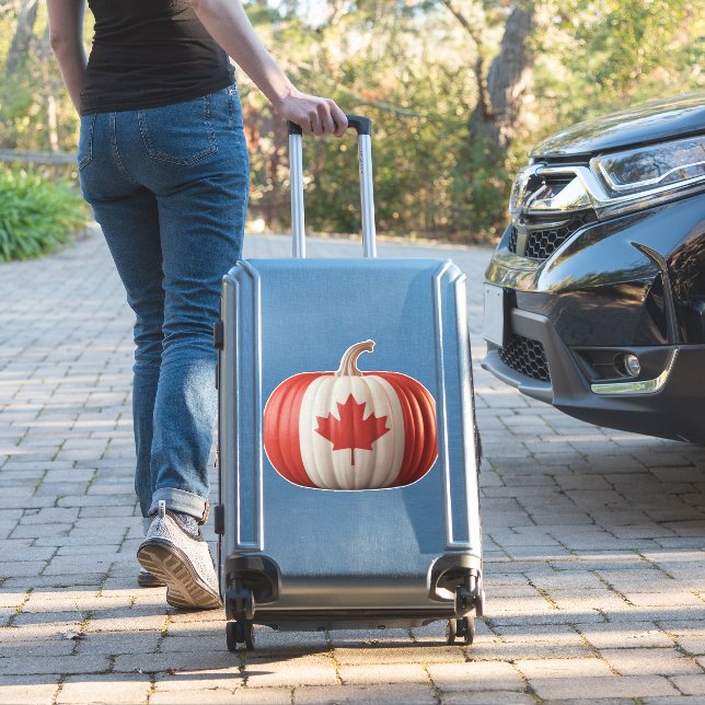 Canadian Flag Pumpkin Maple Leaf Thanksgiving Over (Suitcase Insitu)