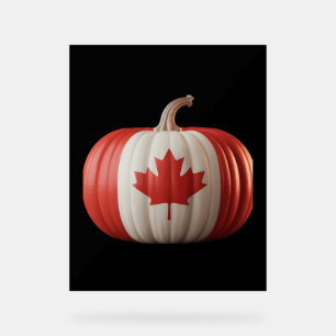 Canadian Flag Pumpkin Maple Leaf Thanksgiving Over Acrylic Sign