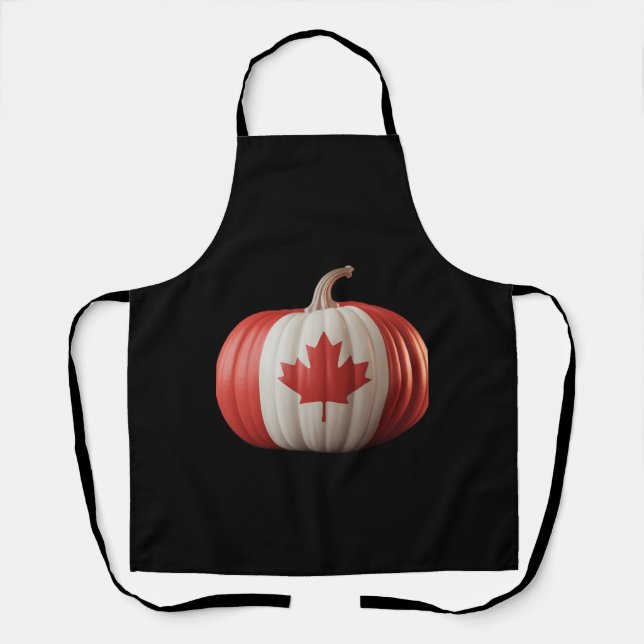 Canadian Flag Pumpkin Maple Leaf Thanksgiving Over Apron (Front)