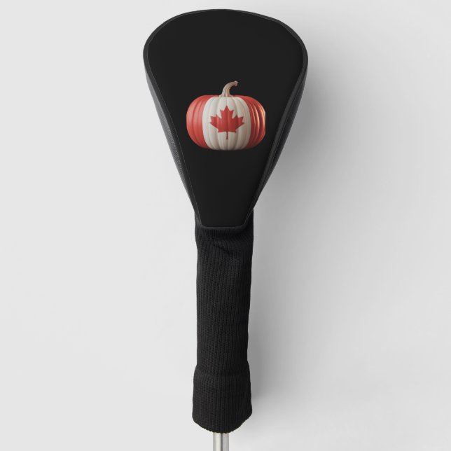 Canadian Flag Pumpkin Maple Leaf Thanksgiving Over Golf Head Cover (Front)